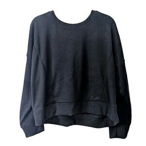 Olive + Oak Waffle Knit Sweater XL Black Lightweight Pullover Crew Neck NWT